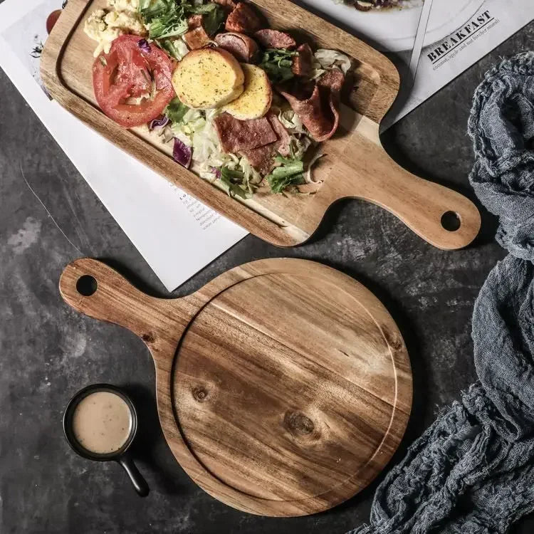 Steak plate wooden household Japanese wooden plate rectangular plate western food plate breakfast tableware pizza wooden tray