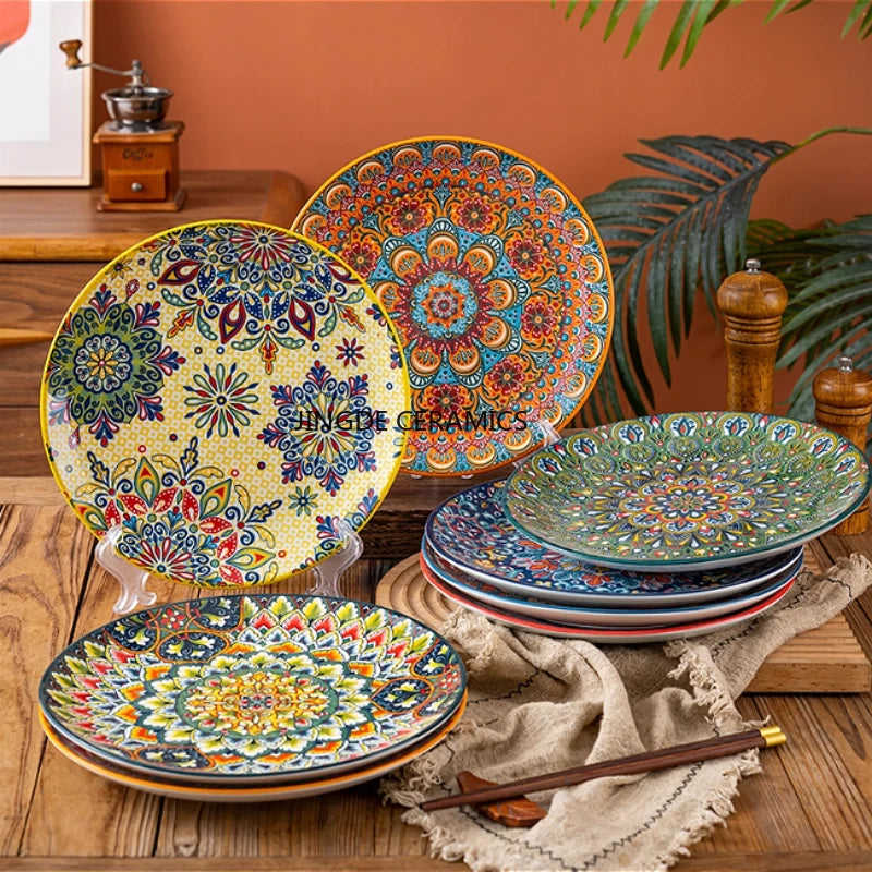 8/10 Inches Ceramic Dinner Plates Western Salad Plate Household Exquisite Fruit Dish Kitchen Accessories Home Ceramic Plate