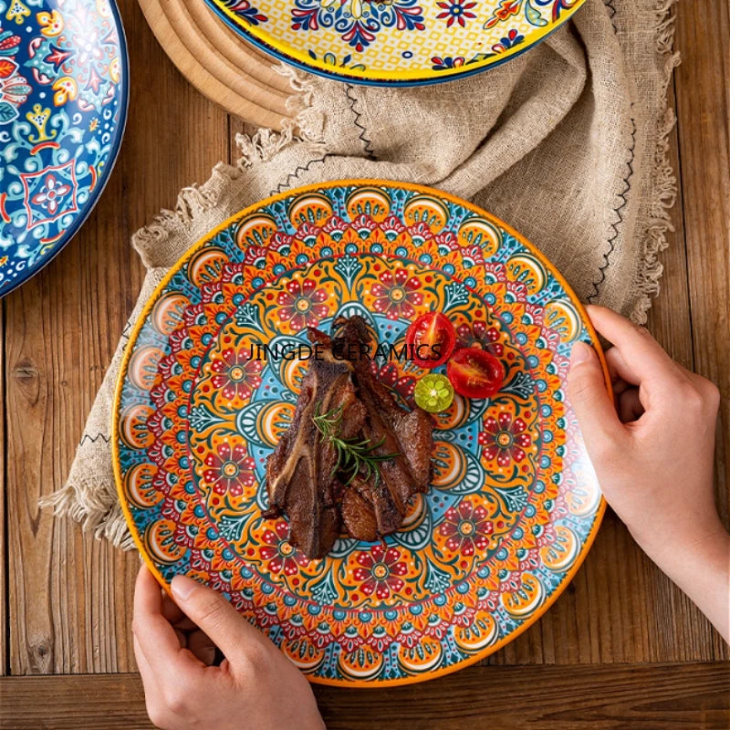 8/10 Inches Ceramic Dinner Plates Western Salad Plate Household Exquisite Fruit Dish Kitchen Accessories Home Ceramic Plate