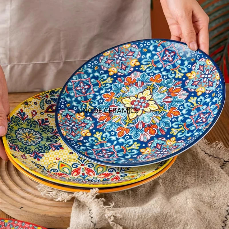 8/10 Inches Ceramic Dinner Plates Western Salad Plate Household Exquisite Fruit Dish Kitchen Accessories Home Ceramic Plate